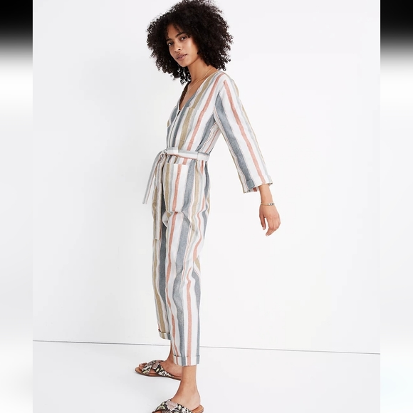 NWT Madewell striped tie waist jumpsuit size 2 - Picture 3 of 11